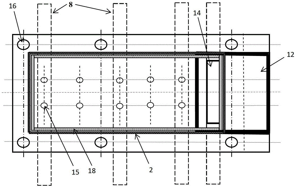 A metal stress corrosion test device in a crevice