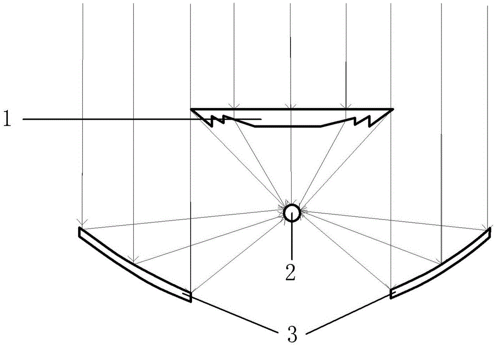 Transmission-reflection linear spotlight heat collector