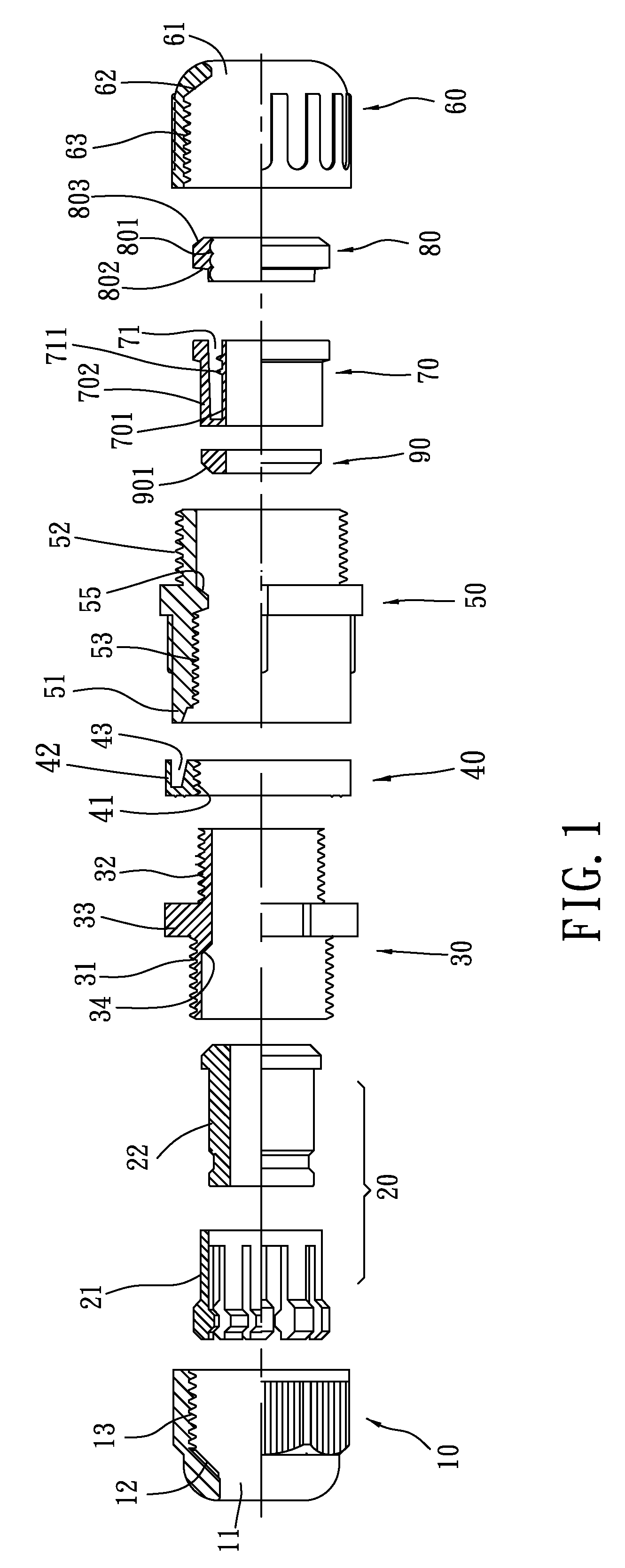 Fastening device for cable and wave hose