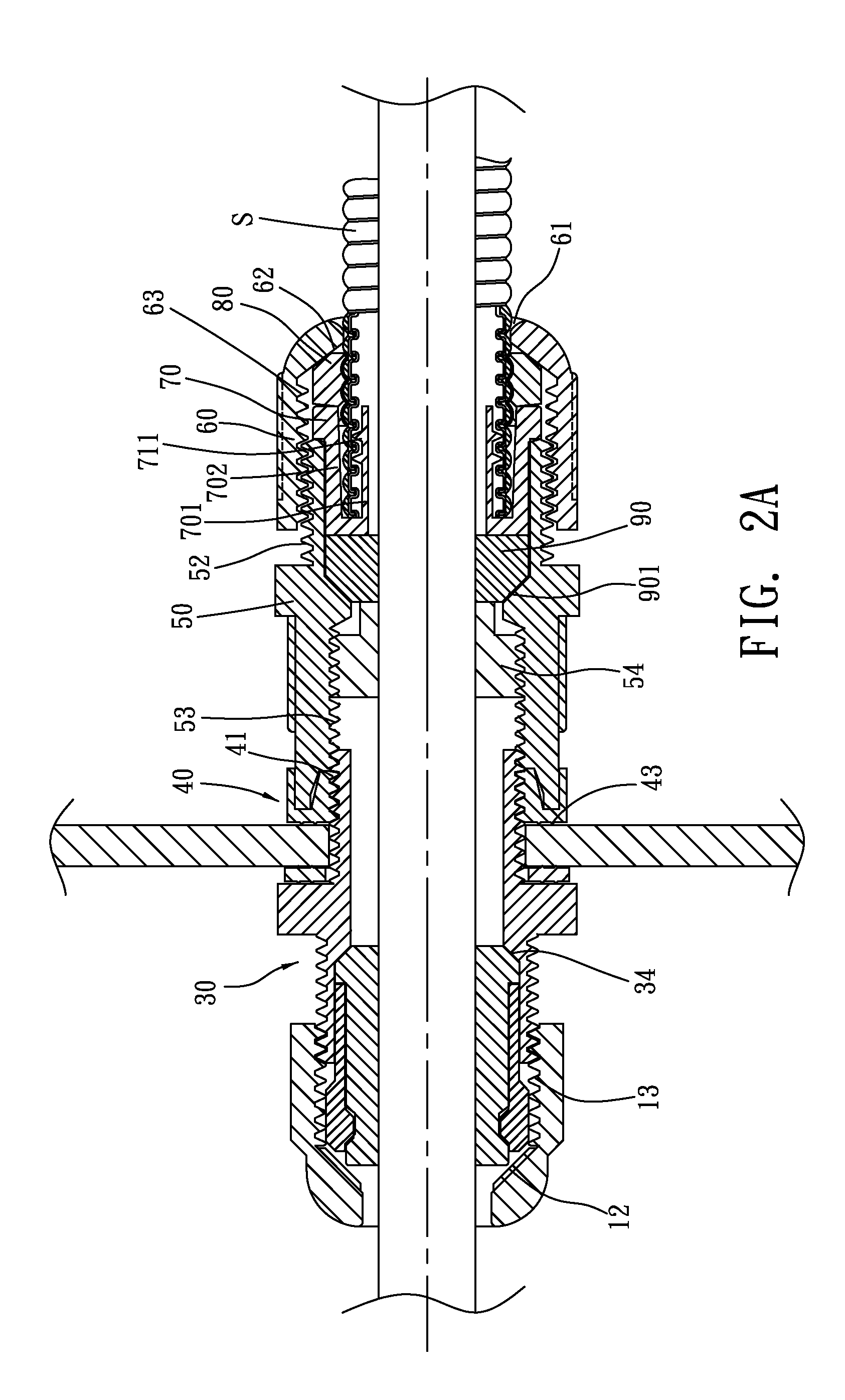 Fastening device for cable and wave hose