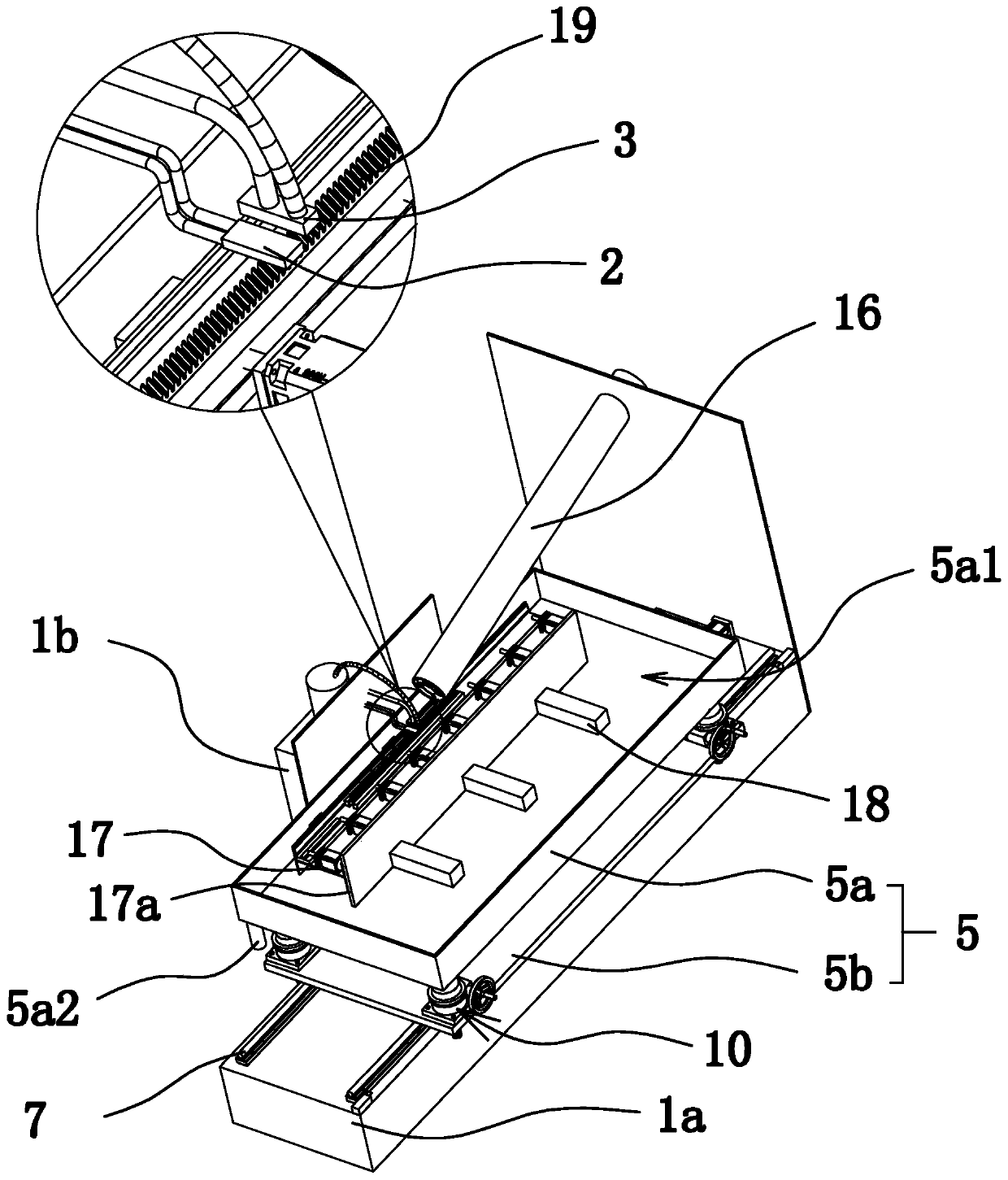 Tooth surface quenching device for rack