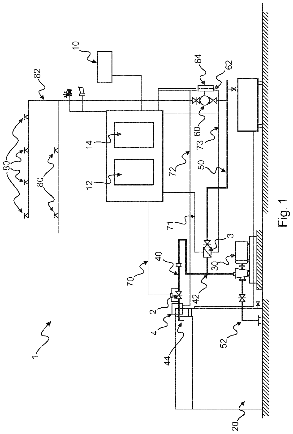 Water Extinguishing System and Associated Method for Controlling the Water Extinguishing System