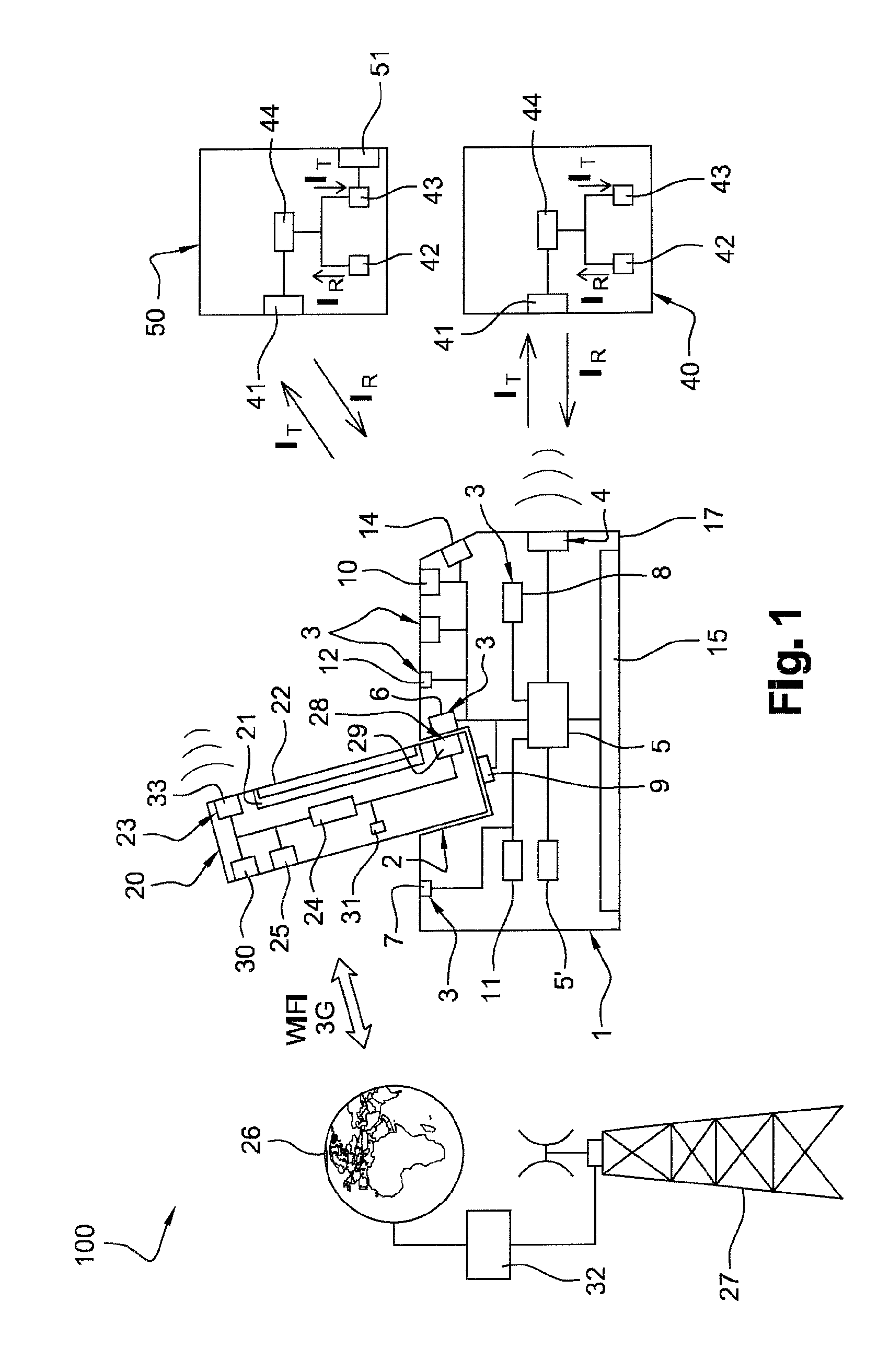 Device for monitoring and/or controlling the operation of at least one household appliance by means of at least one portable communication terminal