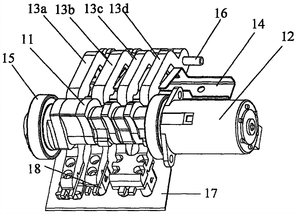 A device for controlling the reaction of a microfluidic chip with a camshaft