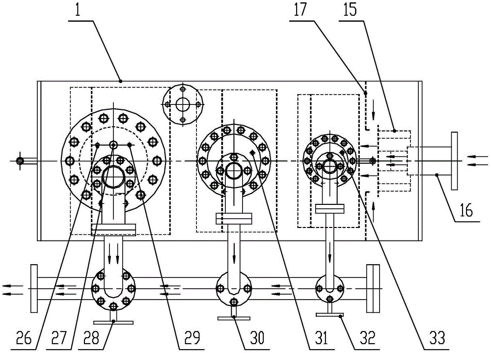 A wide-range horizontal high-efficiency oil-gas separator for a screw compressor test system