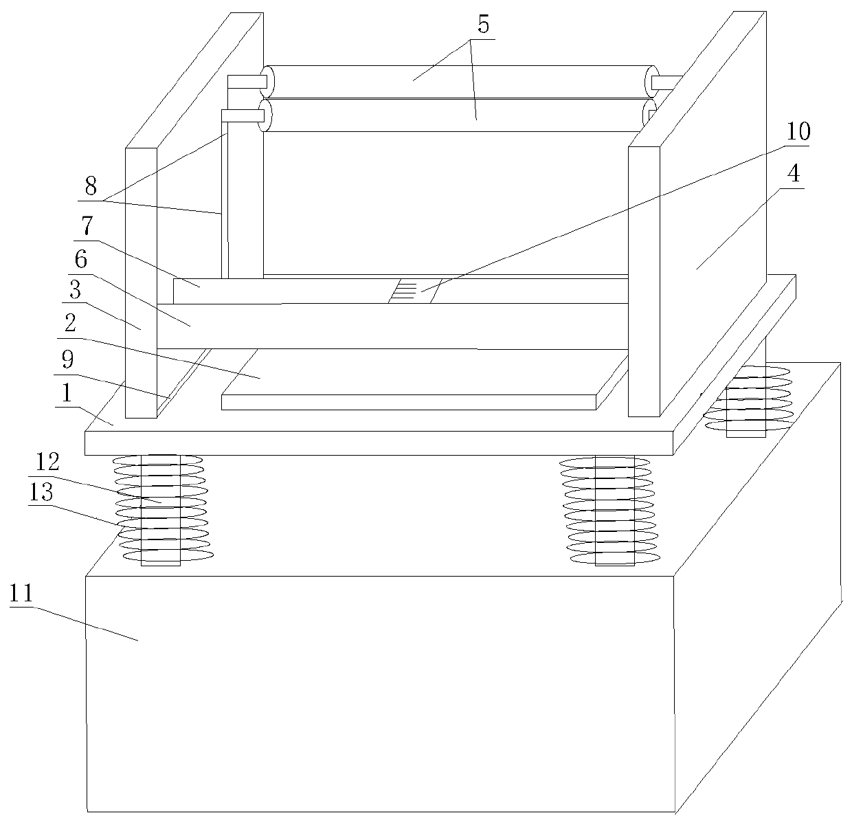 A pole piece strip cutting device with a pressing function