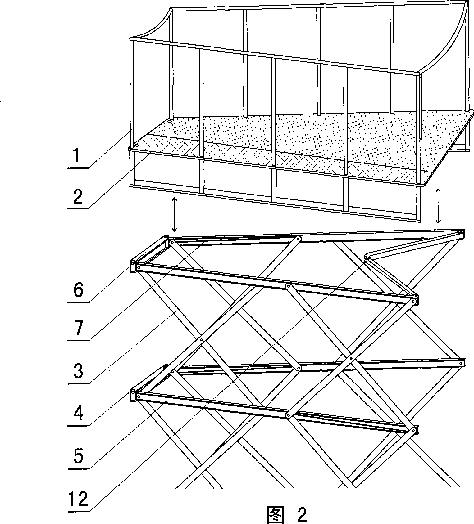 Forklift truck with combination of foldaway attached frame with changeable fork