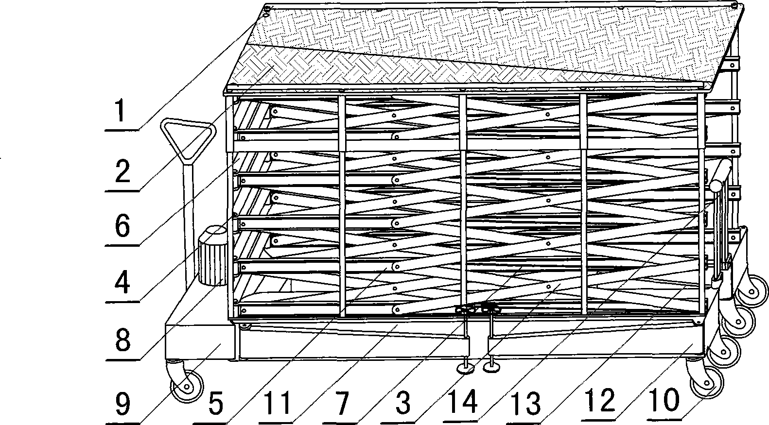 Forklift truck with combination of foldaway attached frame with changeable fork