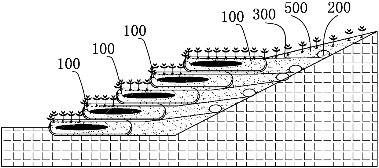 Ecological bags, ecological slope protection structure and application of ecological bags in highway slope protection engineering