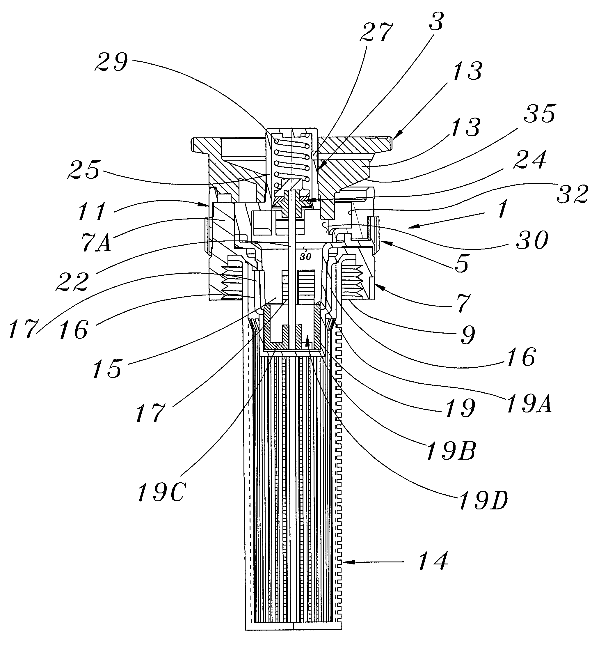 Pressure regulating nozzle assembly with flow control ring