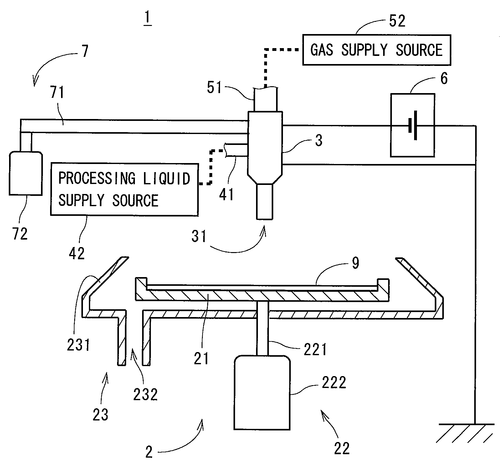 Two-fluid nozzle, substrate processing apparatus, and substrate processing method