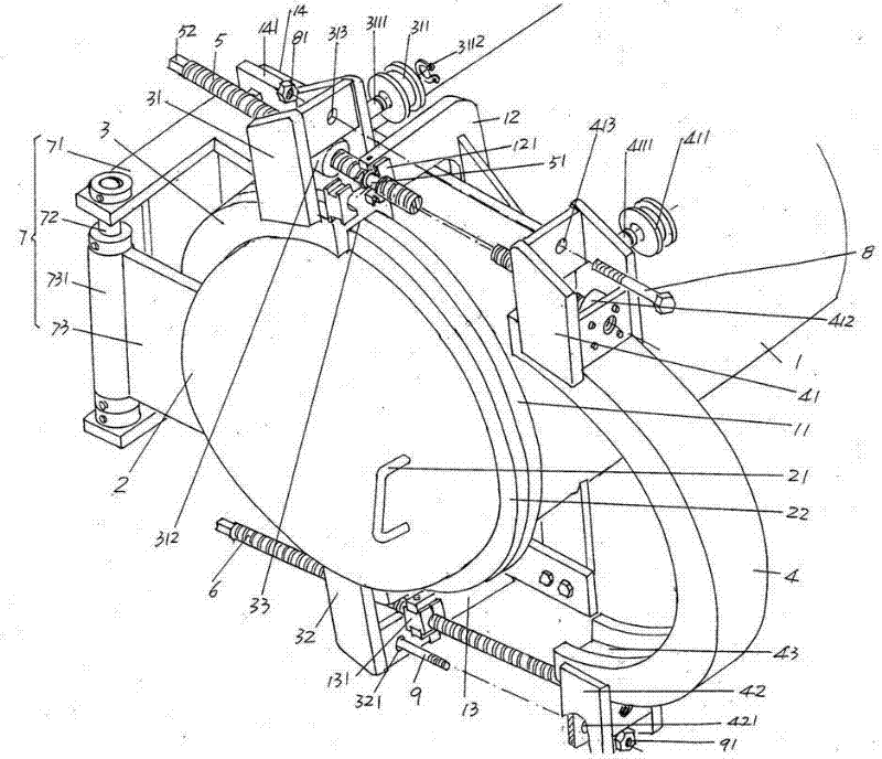 Quick opening and closing mechanism for horizontal type pressure container