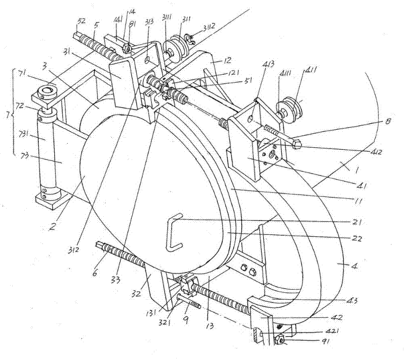 Quick opening and closing mechanism for horizontal type pressure container