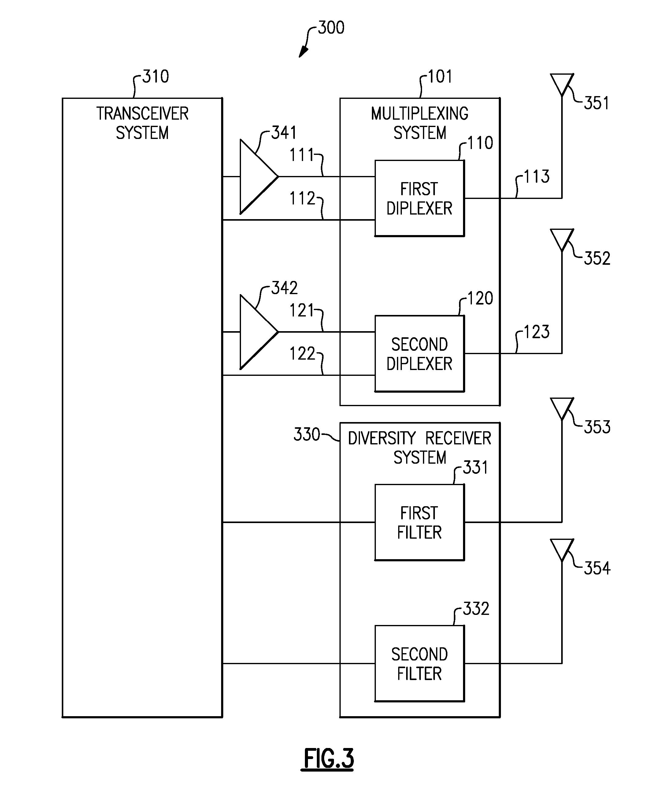 Carrier aggregation using diplexers