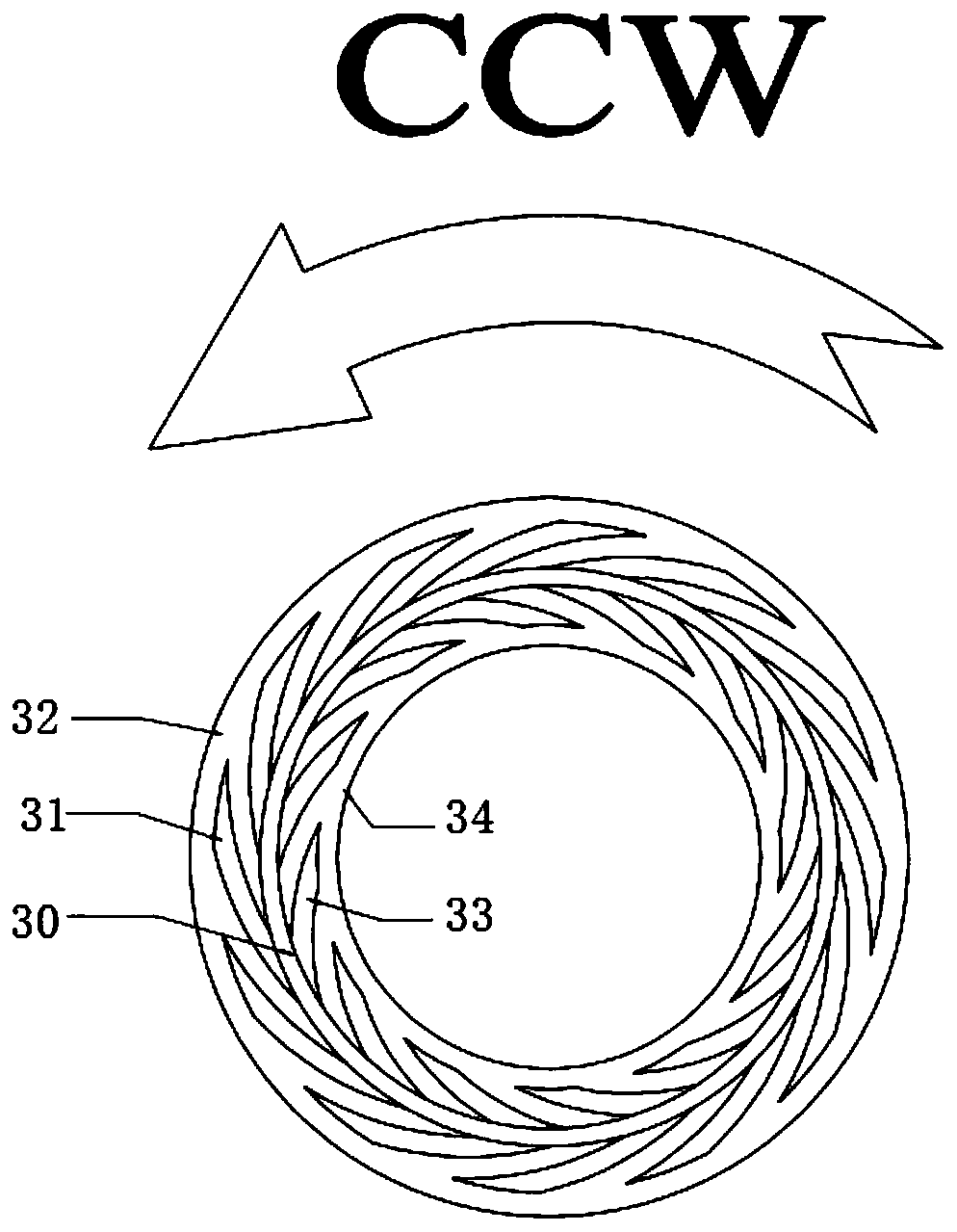 Fluid dynamic pressure type rear isolation sealing device for mechanical dry gas seal of turbine