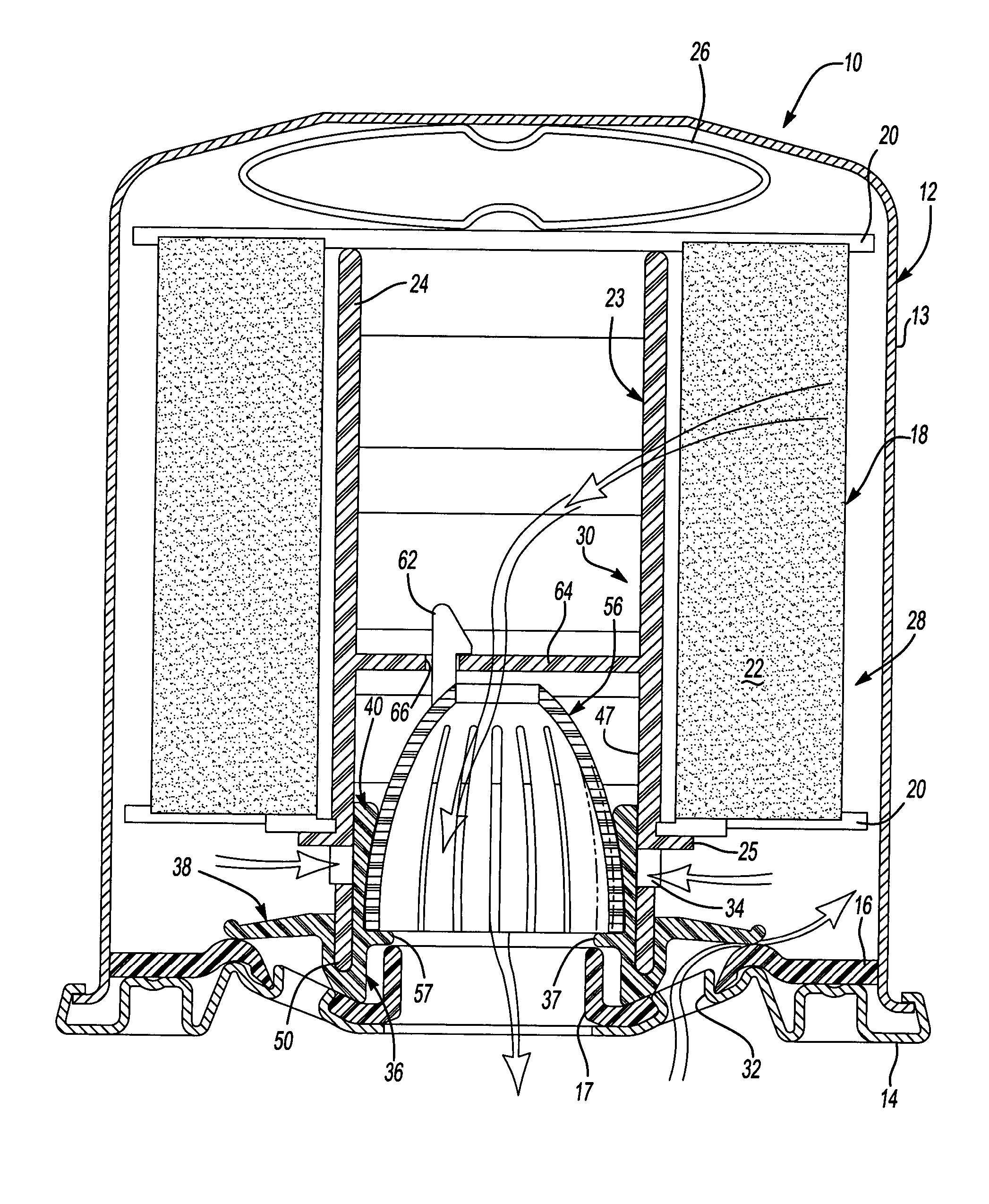 Valve and spring for fluid filter