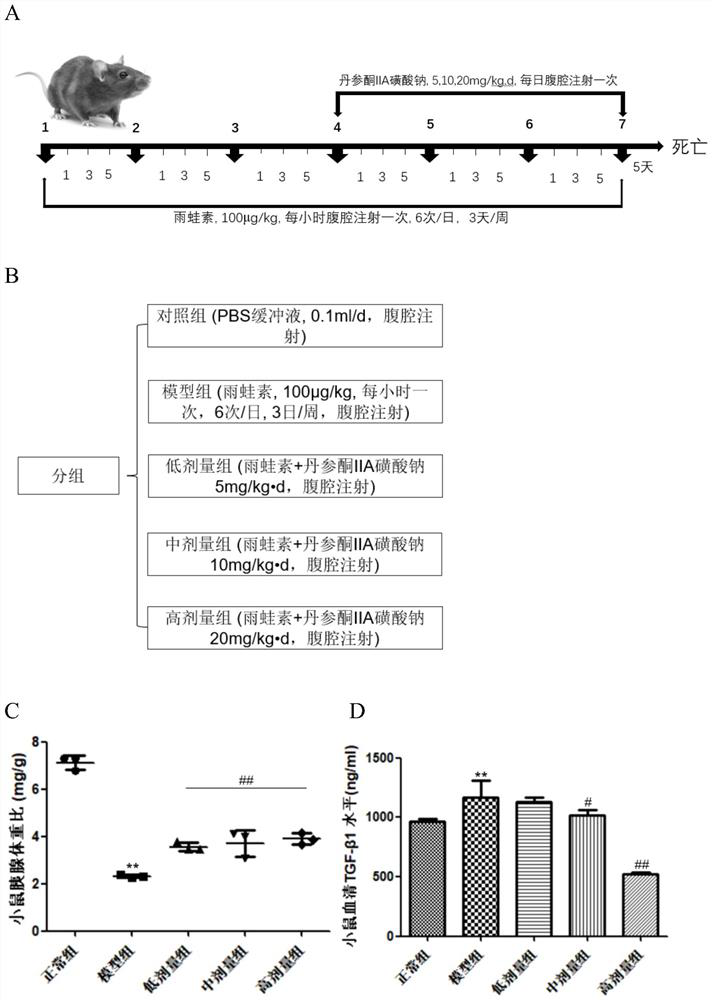 Application of sodium tanshinone IIA sulfonate in preparation of anti-pancreatic fibrosis medicine