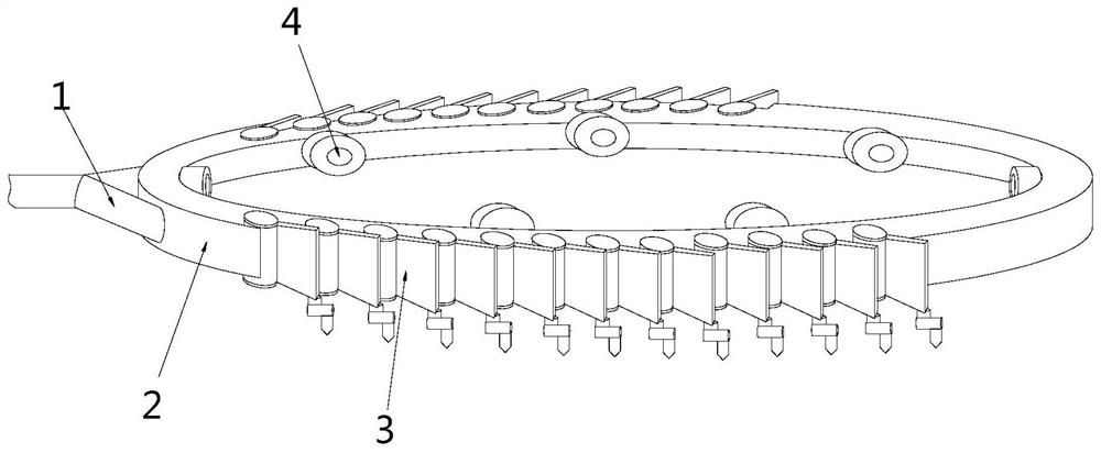 A drip irrigation device for potted fruit seedlings based on water pressure impact swinging weeding and soil loosening