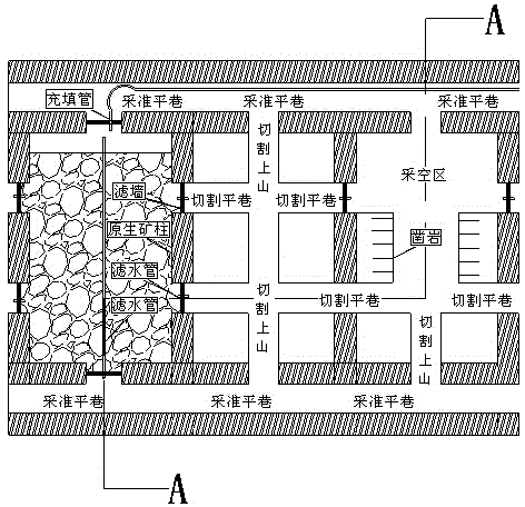 Filling mining method of near-horizontal ore body