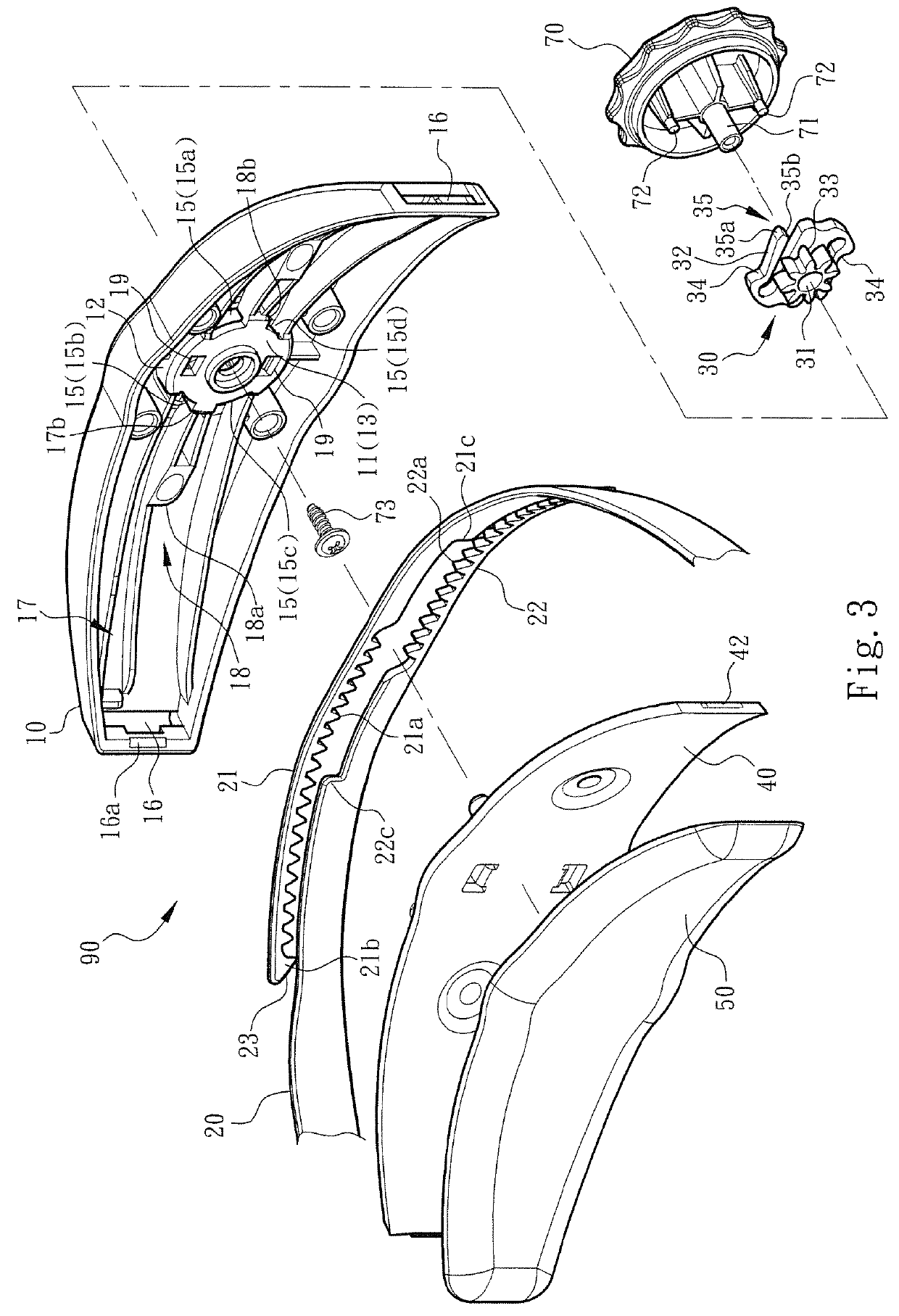 Head circumference adjustment device of a helmet