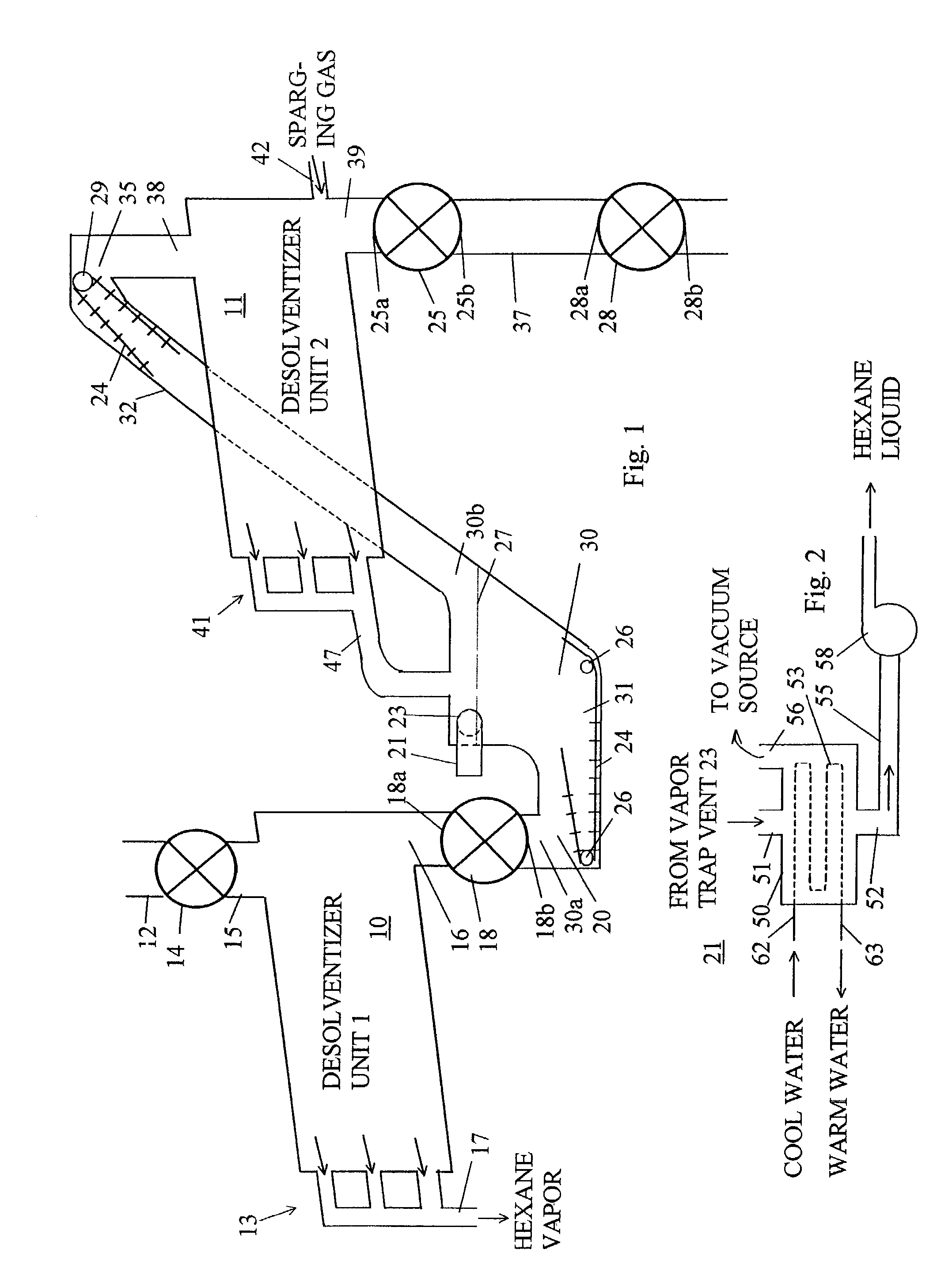 Two stage apparatus for desolventizing food grain meal