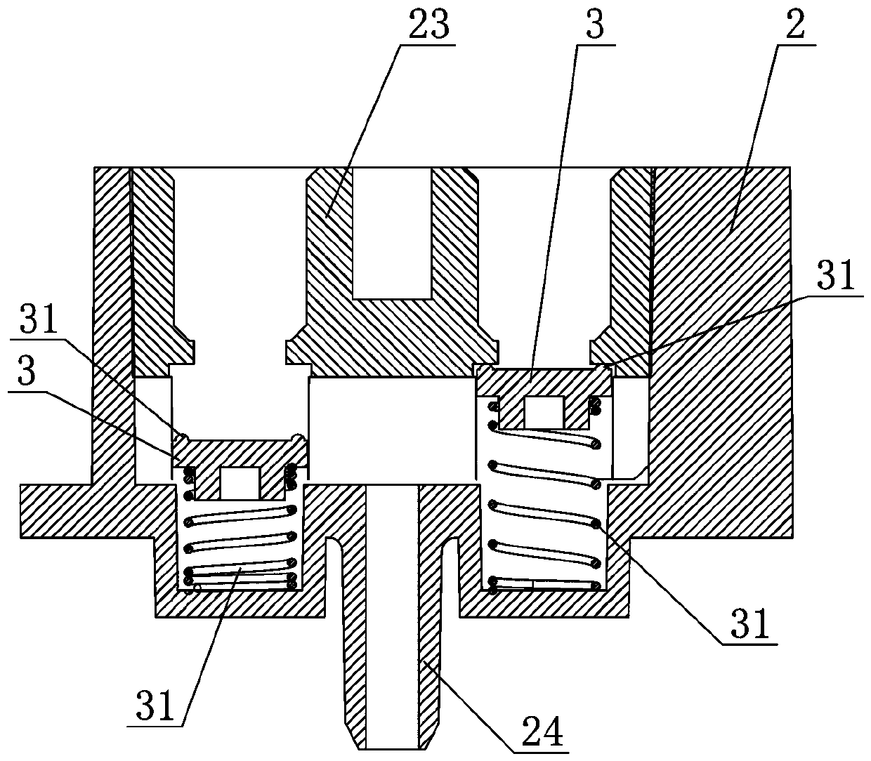 One-way self-closing communicating vessel