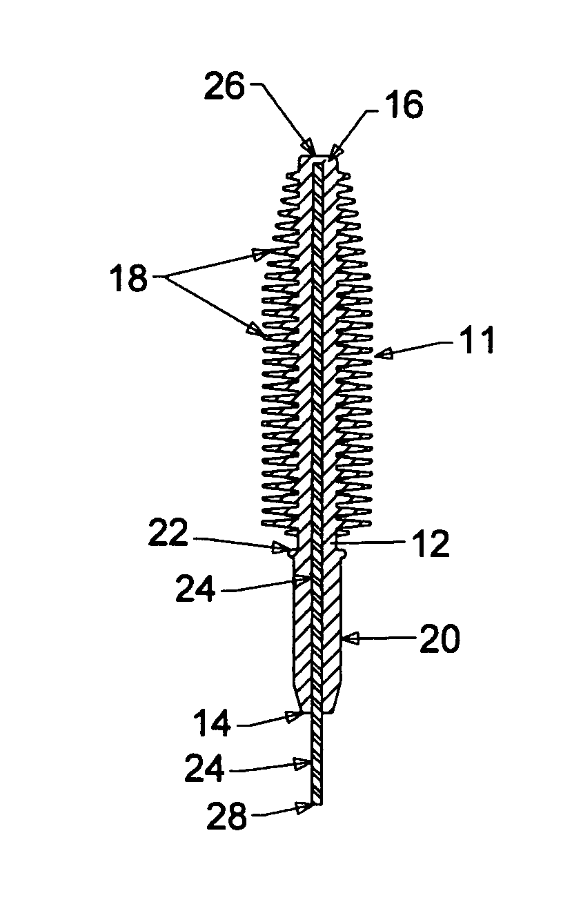 Molded plastic mascara brush