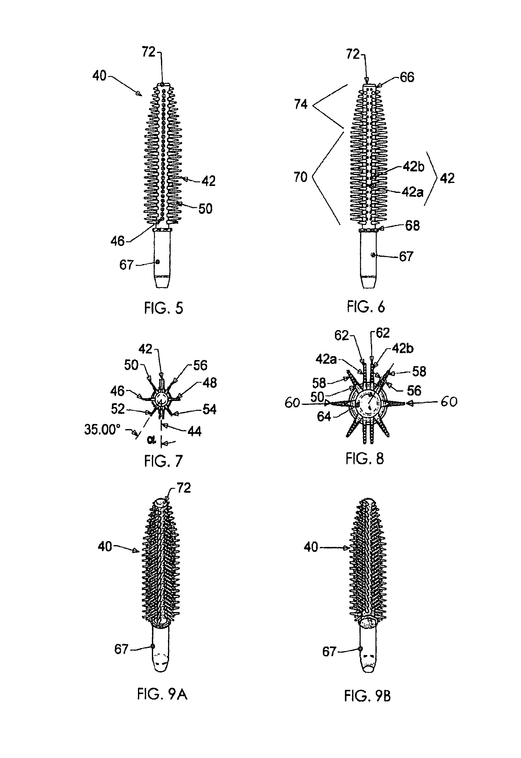 Molded plastic mascara brush