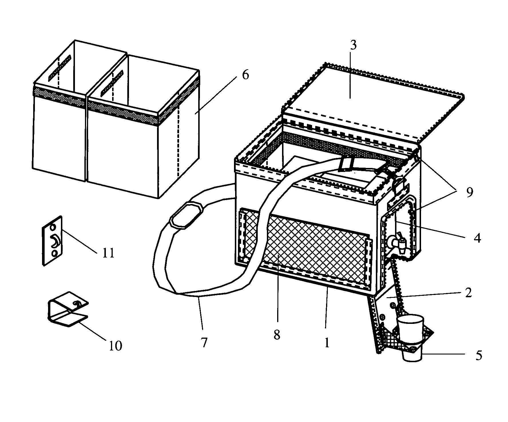 Multipurpose nozzle access door, content management insert, and anchor for a flexible cooler and dispenser alternative