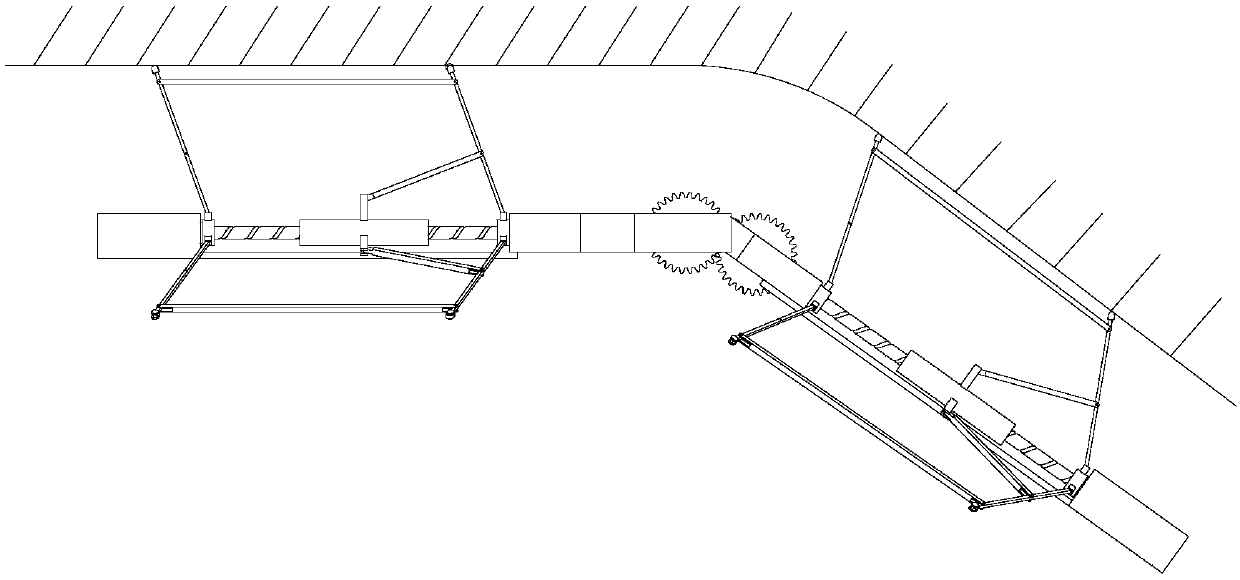 Self-adjusting type pipeline robot and working method in pipeline thereof