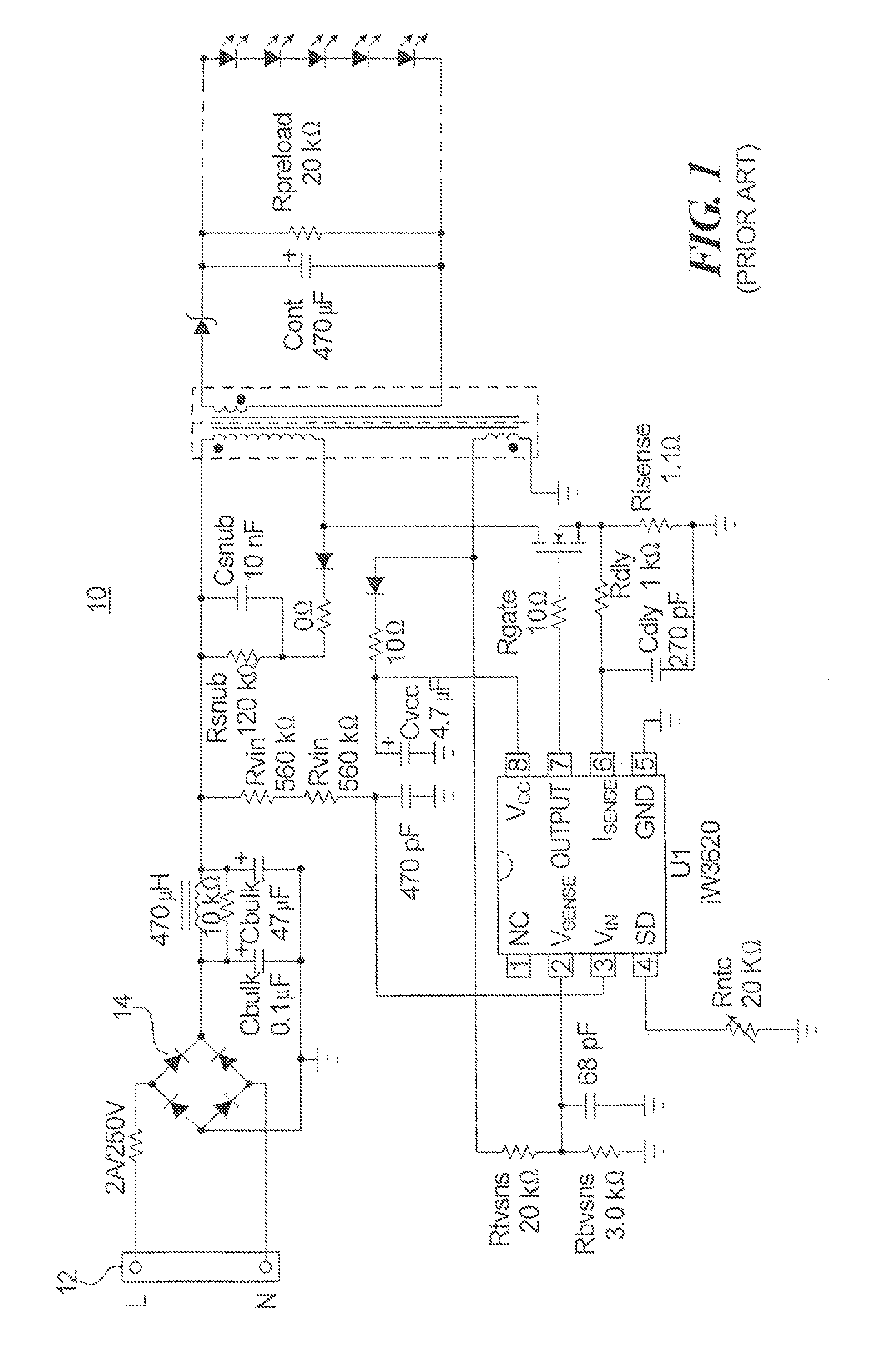 Method and circuit for driving light-emitting diodes from three-phase power source