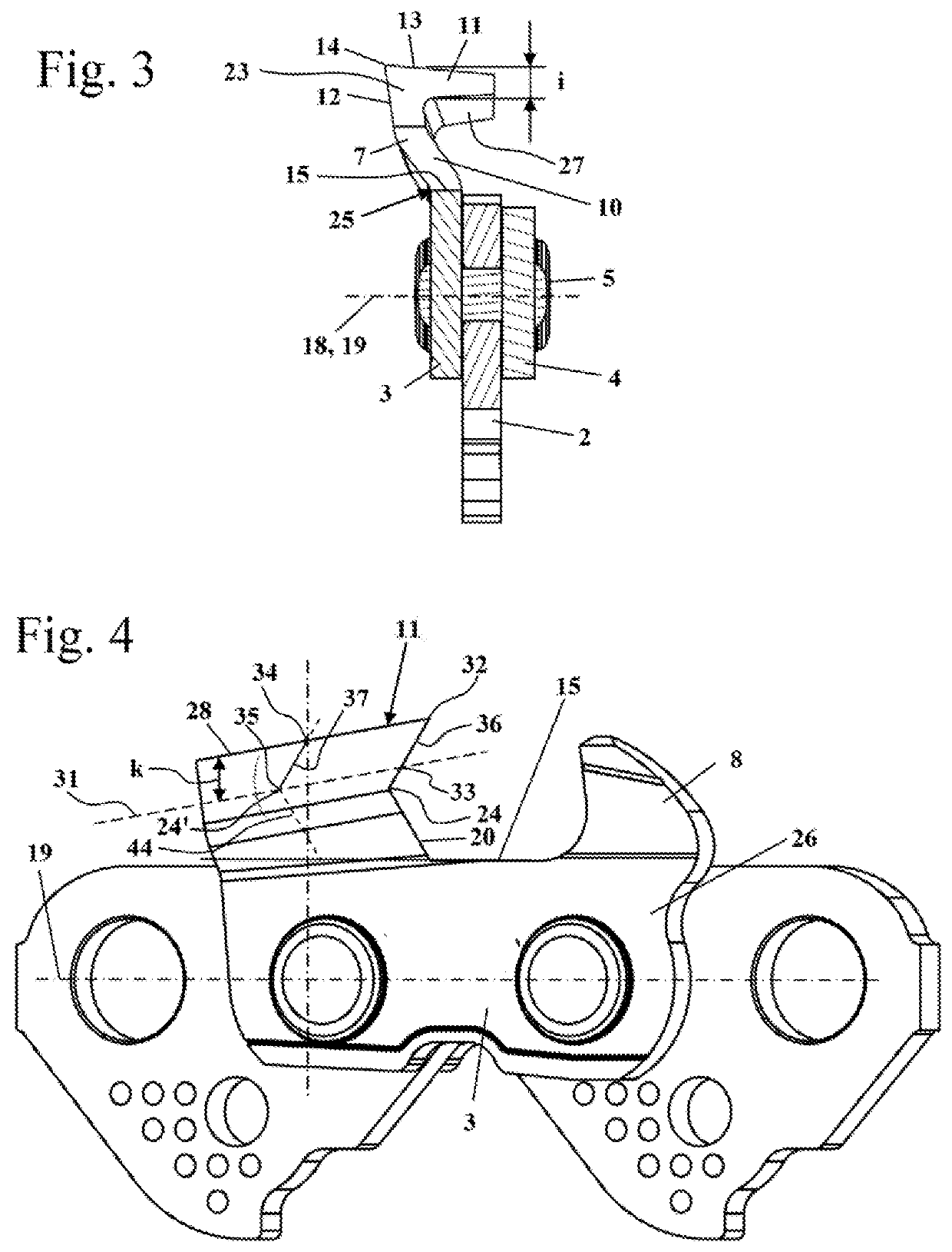 File for filing the cutting tooth of a saw chain