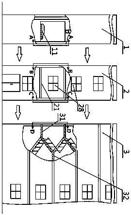 Half-floor-staggered home-entry elevator