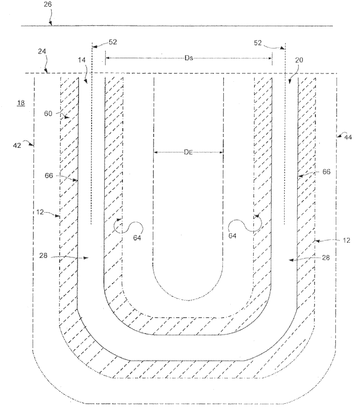 Subterranean continuous loop heat exchanger, method of manufacture and method to heat, cool or store energy with same