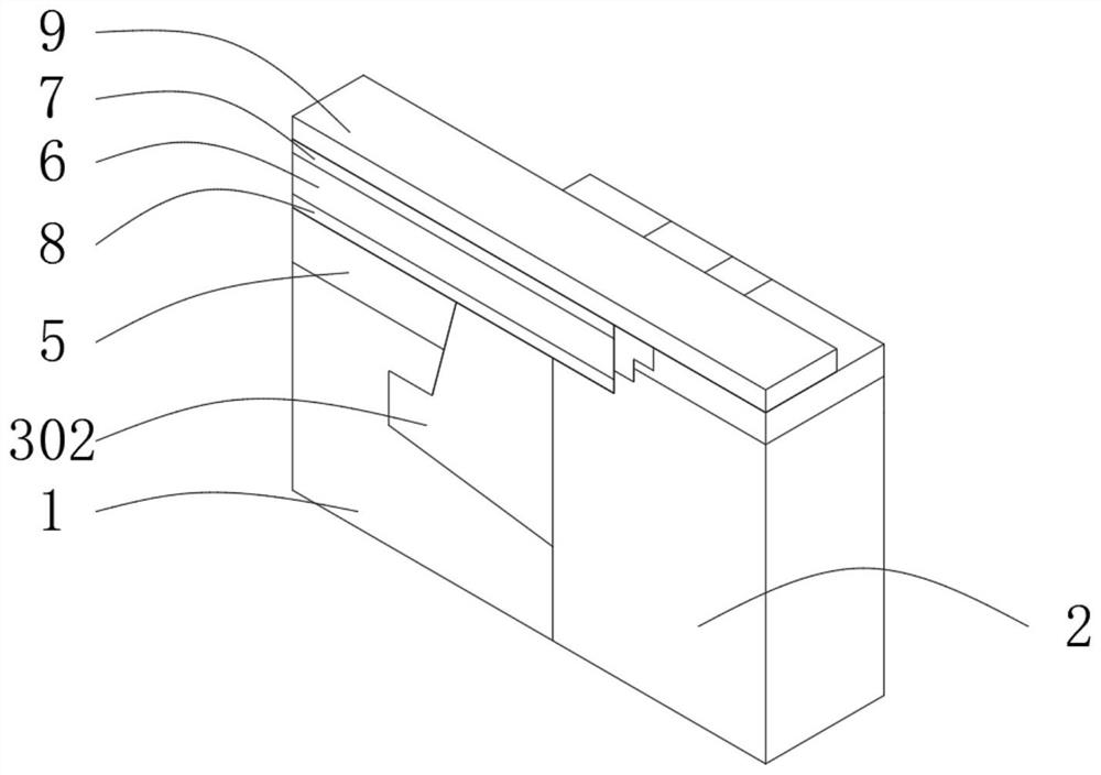 Old retaining wall treated by arranging stretching buffer layer