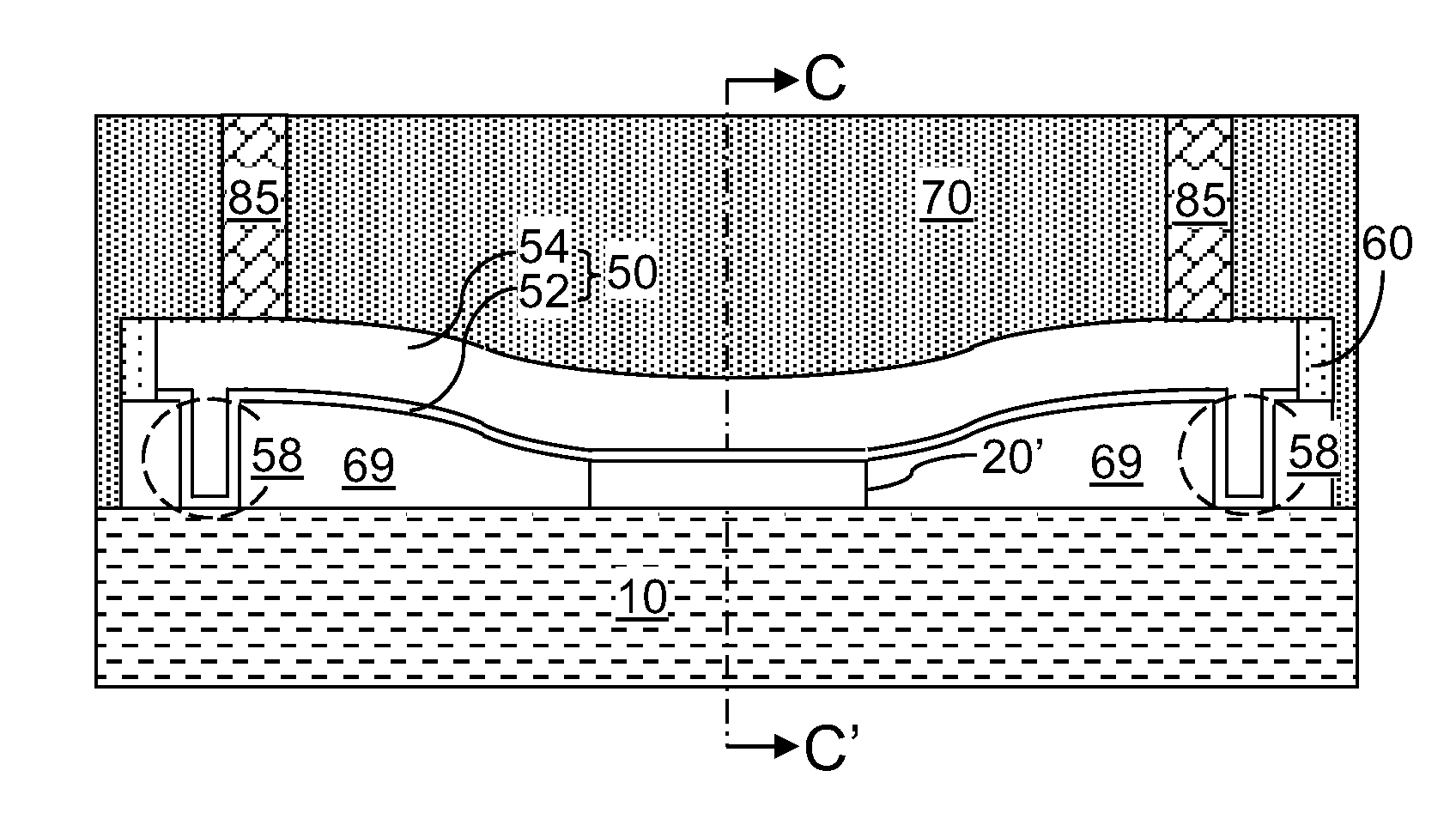 Collapsable gate for deposited nanostructures