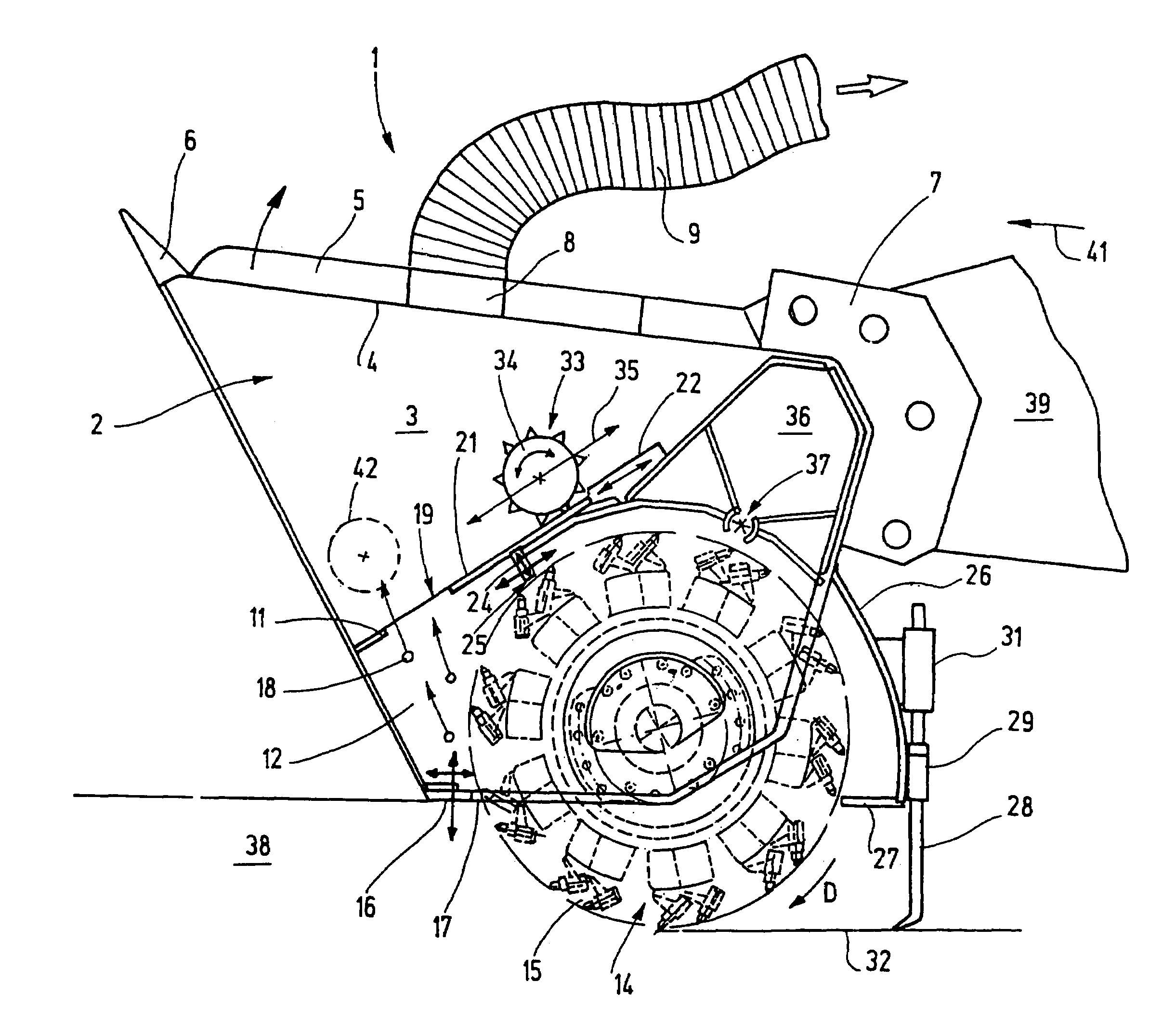 Milling device for floors, rock, excavated material or other material