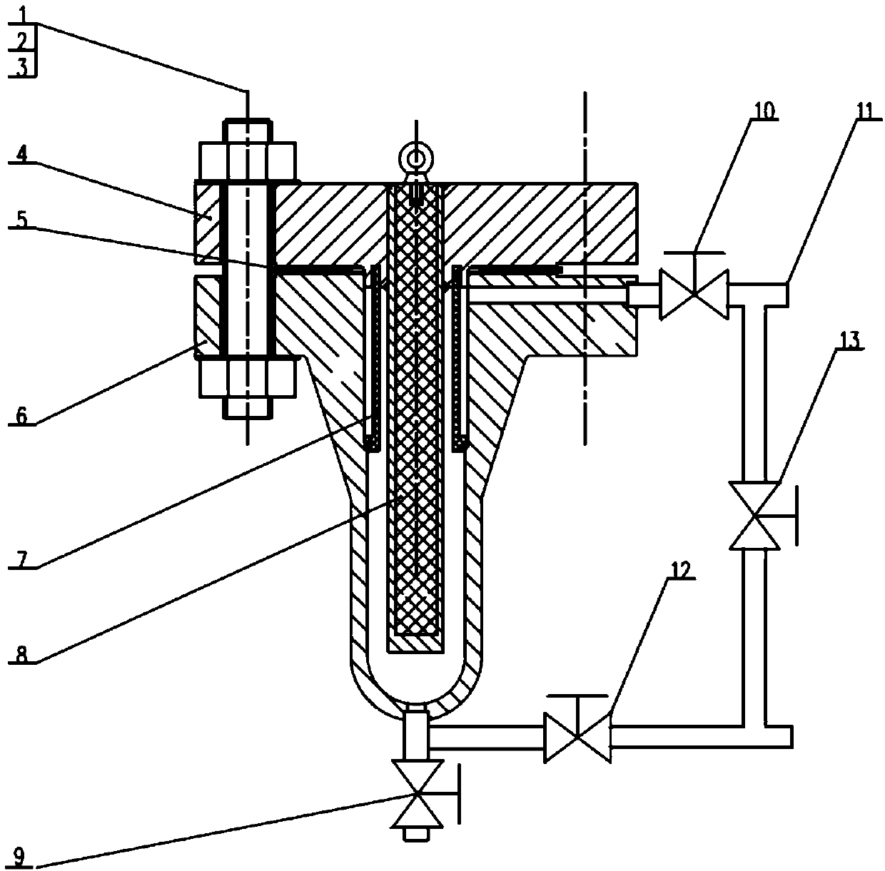 Special filtering device for nuclear sampling system