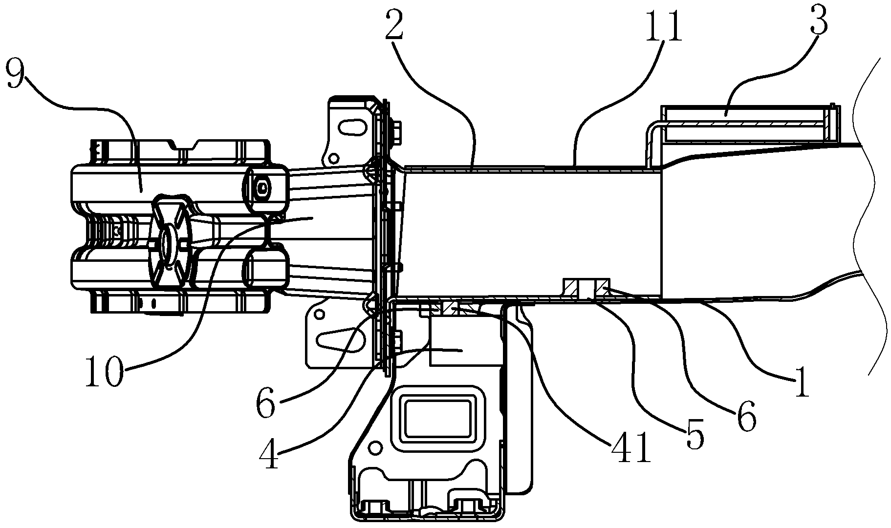 Elastic longitudinal beam and automobile provided with same