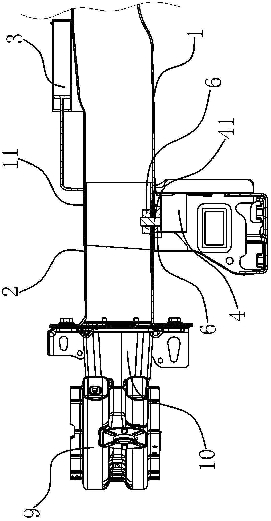 Elastic longitudinal beam and automobile provided with same