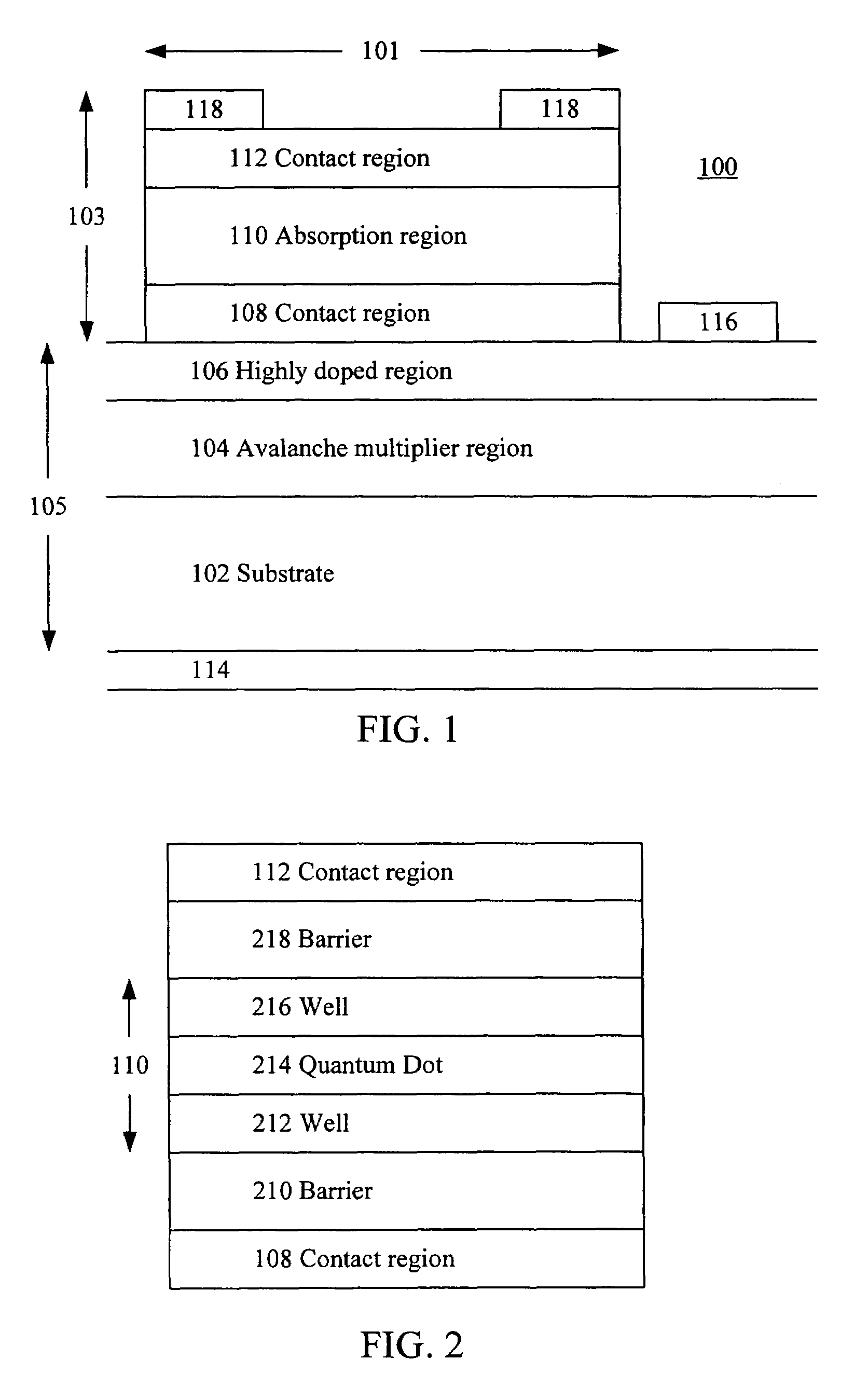 Intersubband detector with avalanche multiplier region