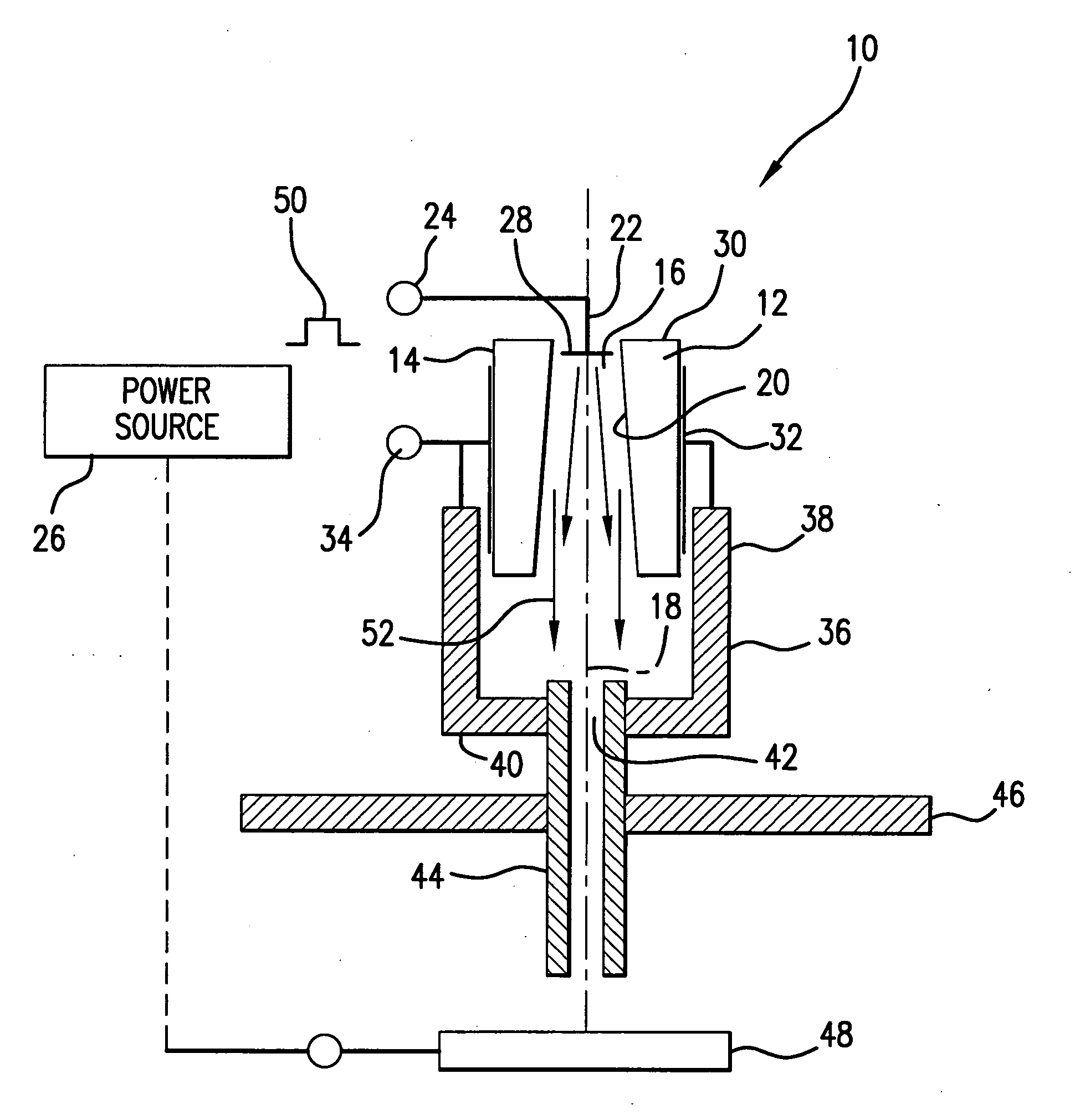 Cylindrical electron beam generating/triggering device and method for generation of electrons