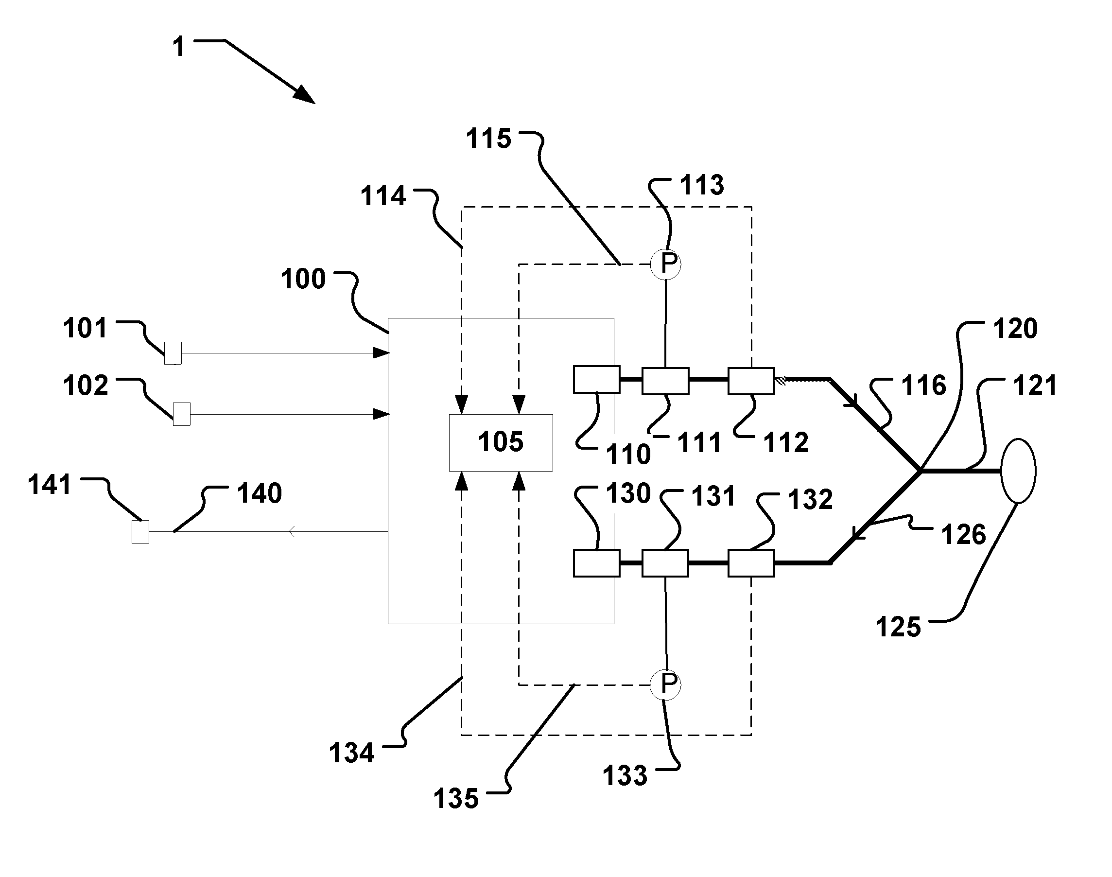 System and method for determination of transpulmonary pressure in a patient connected to a breathing apparatus