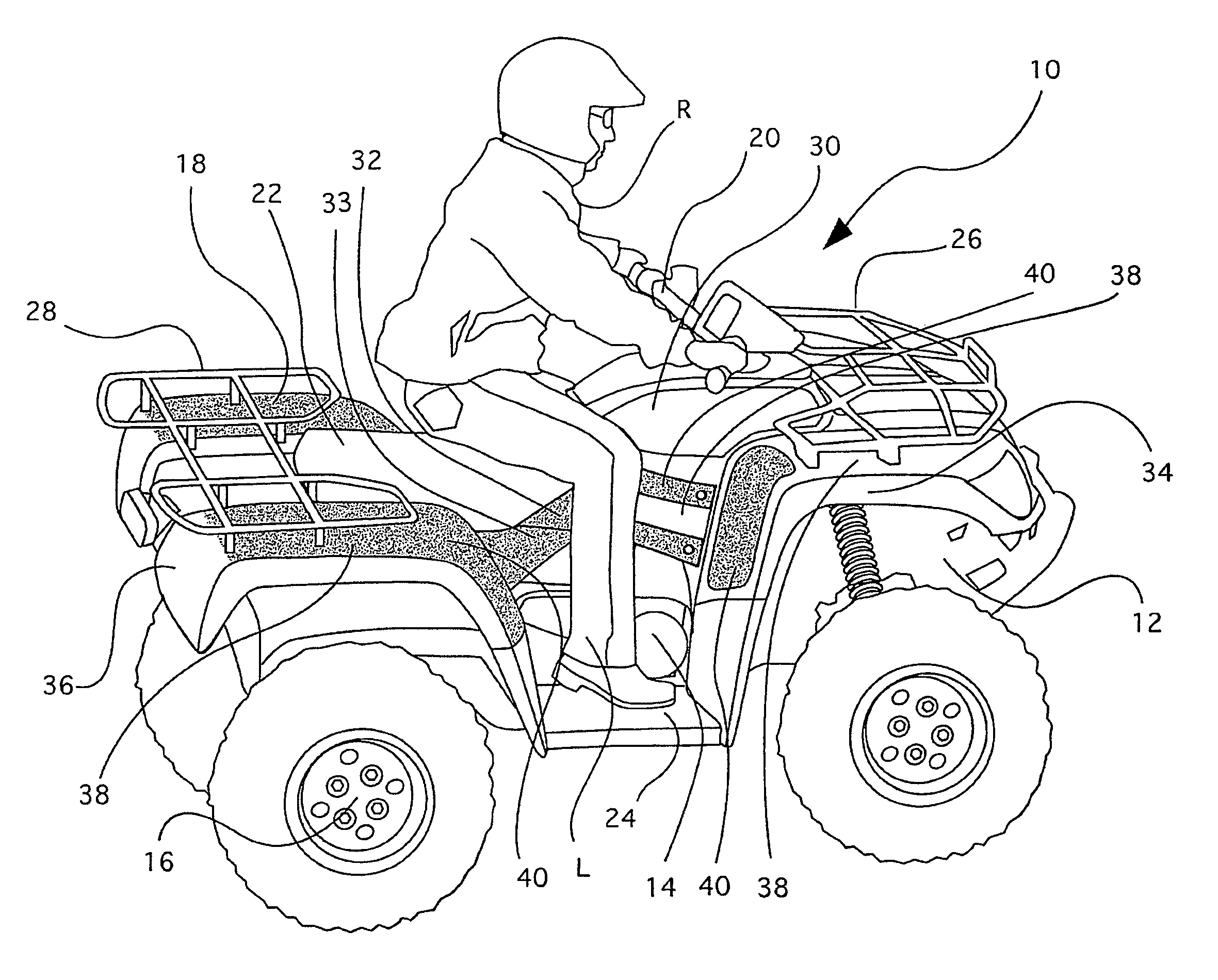 Textured all-terrain vehicle fenders