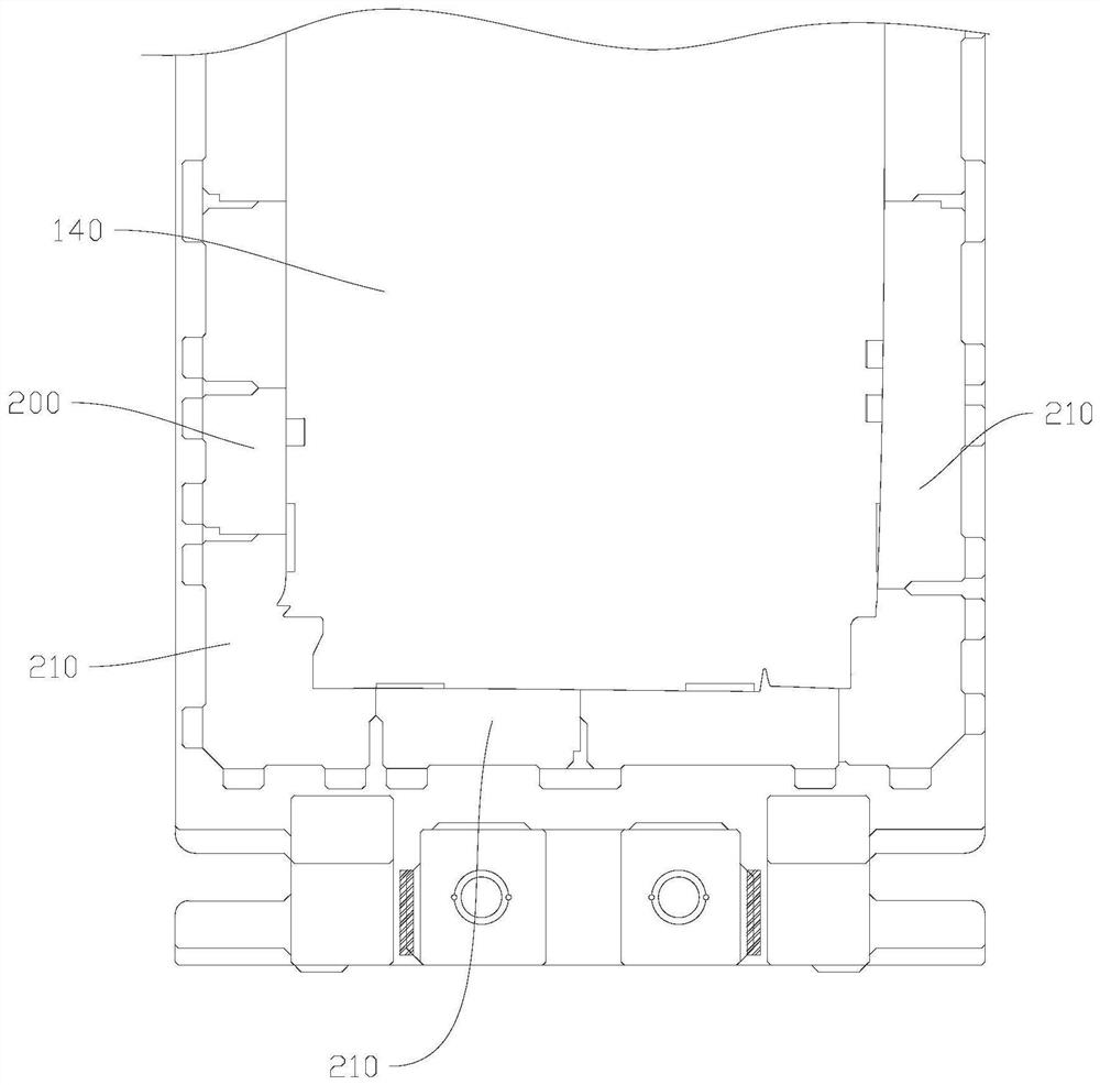 Side wall tool box opening mold switching structure and mold