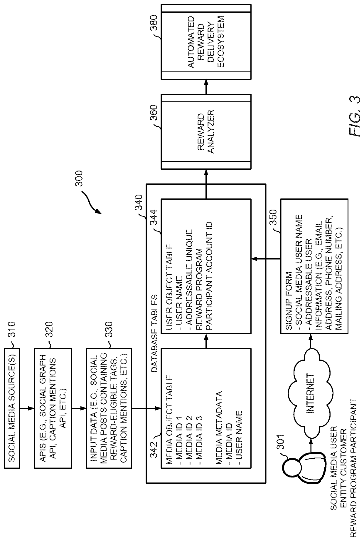 Systems and methods of tracking entity program participant activity on social media through entity account on social media