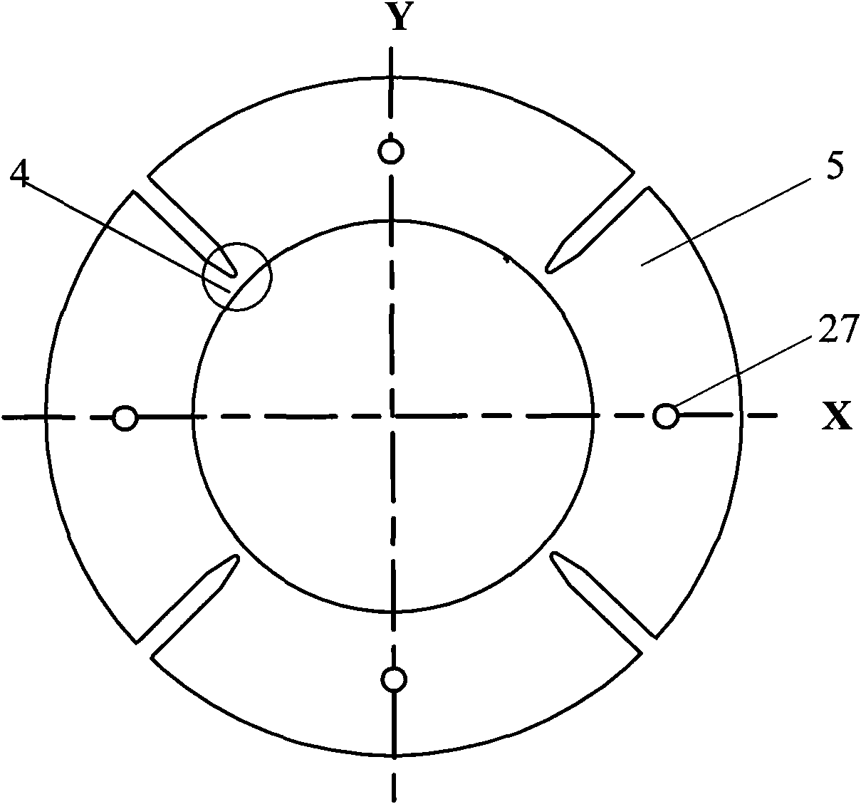 Hybrid magnetic bearing of rotor inside vertical coil and assembled structure thereof