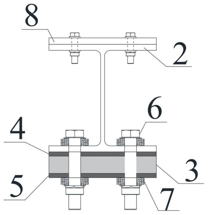 Steel frame with friction energy dissipation self reset device in beam