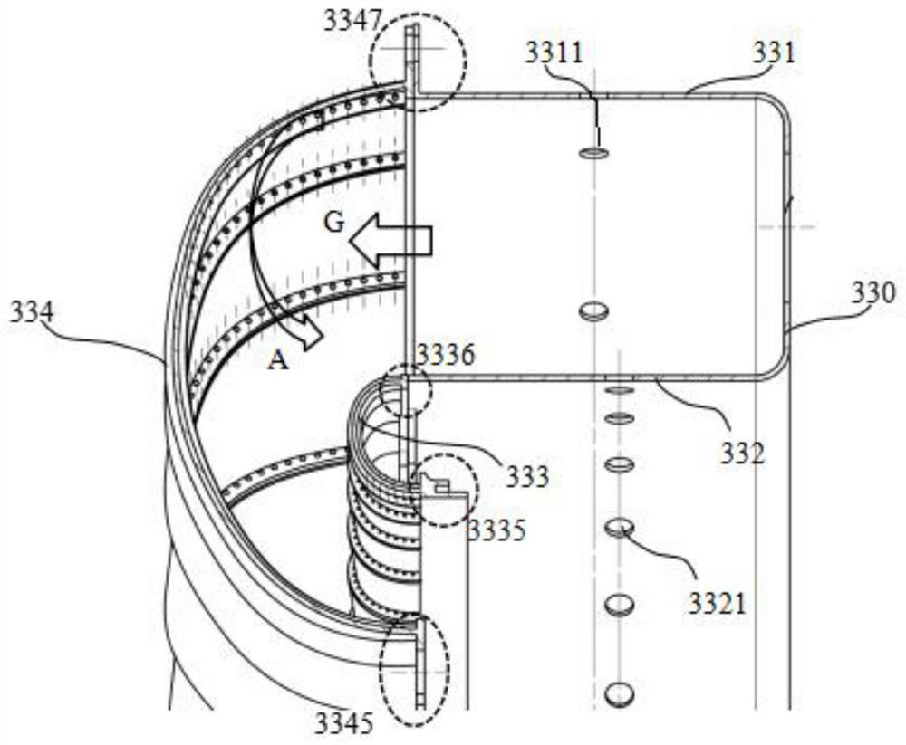 A cooling structure for the flame cylinder and the elbow of the backflow combustor