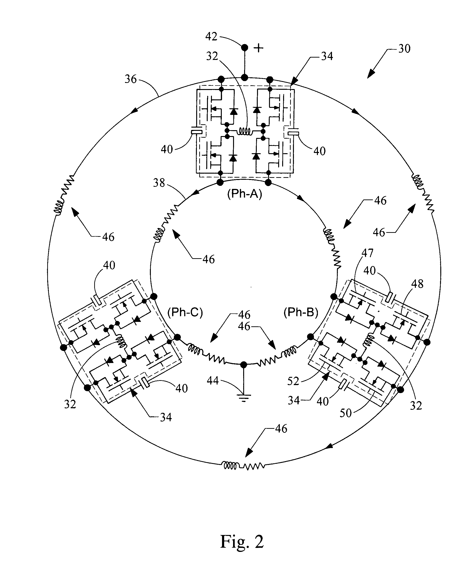 Electric machine with integrated electronics in a circular/closed-loop arrangement